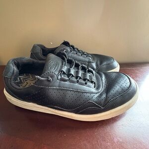 Men's Hey Dude Hudson Black Leather Casual Sneakers Size 11